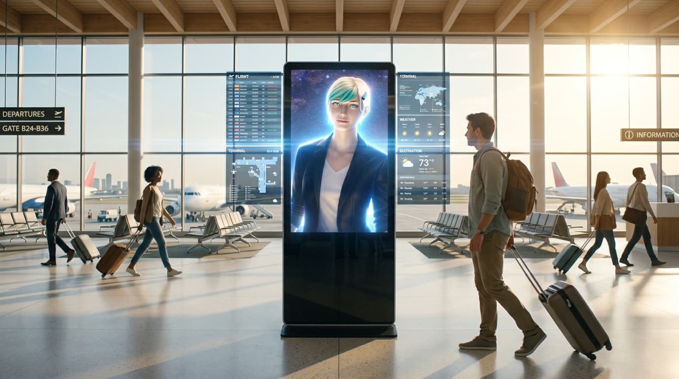 AVARA AI assistant in airport terminal