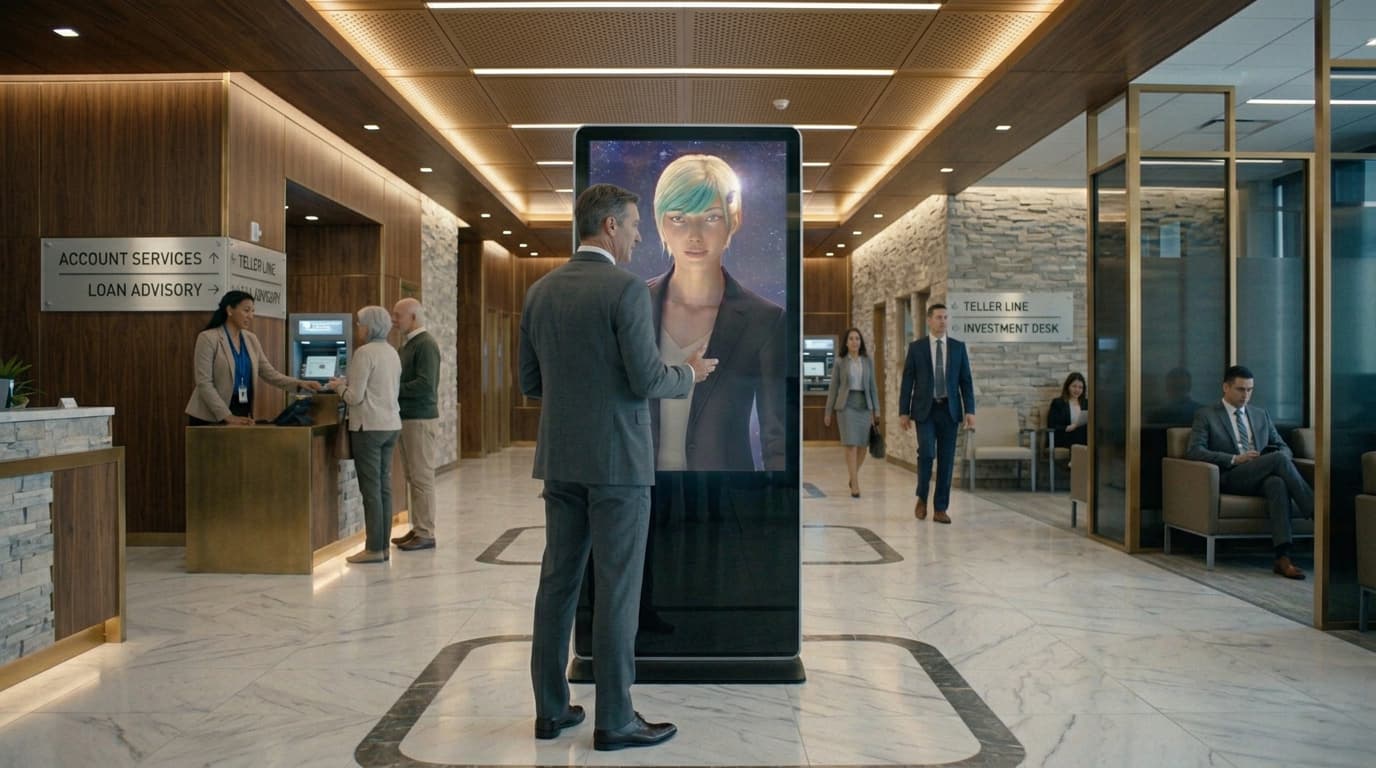 AVARA digital human in bank branch